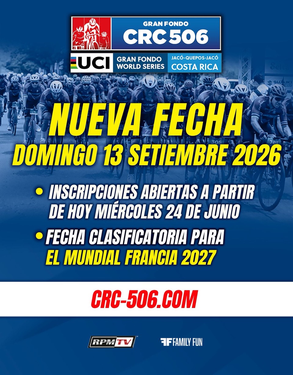 CRC-506 Gran Fondo Costa Rica se realizará el 13 de septiembre y reabre sus inscripciones